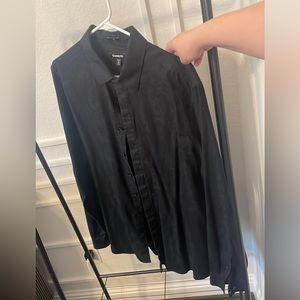 Black Designed Long sleeve Button up